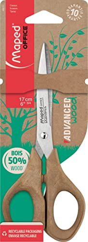 Maped - Büro- und Papier-Schere ADVANCED WOOD 17 cm - symmetrisch - aus WPC-Holzverbundstoff