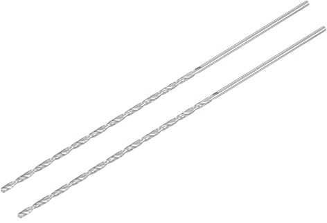 sourcing map HSS(High Speed Steel) Extra Long Twist Drill Bits, 2.5mm Drill Diameter 160mm Length for Hardened Metal Woodwork Plastic aluminum alloy 2 Pcs