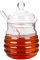 BELLE VOUS Honigglas mit Honiglöffel & Deckel - 400 ml - Kleine Honiggläser Gastgeschenk für Hochzeit/Party oder Küche - Honigspender Tropffrei Glas Behälter für Honig, Marmeladen & Gewürze