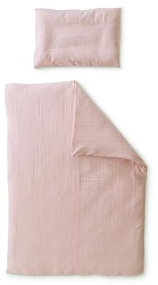 Ehrenkind® Bettwäsche-Set Musselin | 100% Bio-Baumwolle | Standard 100 by Oeko-TEX | 100x135cm + 40x60cm Rose | Bettwäsche 135x100