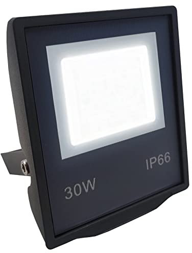 51buyoutgo 30W LED Flood Light Outdoor, IP66 Security Wall Light 2400LM Garden Outside Outdoor Work Lighting LED Cold White 6500K Floodlight Mains Powered for Garage Garden Backyard Forecourt