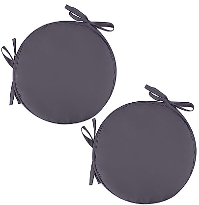 2 Stück Sitzkissen mit Bänder - 30 cm Rundes Stuhlkissen Sitzpolster für Stuhl Weiches Sitzkissen Sitzauflage für Autositz, Bürostuhl, Esszimmer Stühle Bänke und Alle Stühle (Dunkelgrau, 30 x 30 cm)