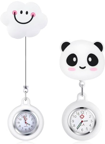 Personalisiert Krankenschwester Krankenschwester Uhr Taschenuhr Einziehbar Taschenuhr Schwesternuhr Fob Pflegeuhr Niedliche Schwesternuhr Taschenuhren Zeiger mit Leuchtend für Damen Pflegeuhr, 2 Stück