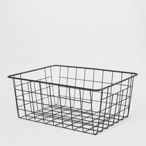 OHS Kitchen Storage Rack, Small Baskets for Kitchens Pantry Bathroom Cupboards Organising Kitchen Vegetable Storage Rack Metal Wire Basket Storage, Black