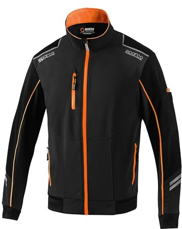 Sparco Giacca da Lavoro Leggera Light Shell Austin in Tessuto Tecnico Idrorepellente Antivento. Giubbino Multitasche Traspirante con Rinforzi e Dettagli Riflettenti.