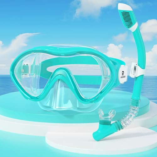 RIOROO Taucherbrille Kinder, Schnorchelmaske für Jungen Mädchen,Schnorchelset Kinder oder Taucherbrille mit Nasenabdeckung, 180°Panorama HD Anti Nebel Anti-Leck Tauchmaske für 4-14 Jahre