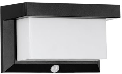 Eglo Applique murale extérieure LED Utrera, lampe solaire puissant avec détecteur de mouvement et minuterie, éclairage mural d'extérieur en plastique noir et blanc, IP44