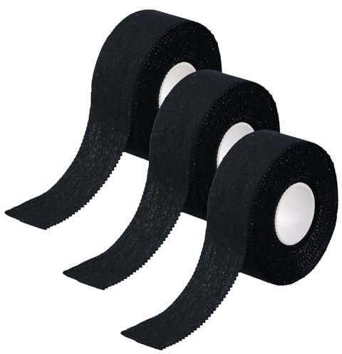 3 Rouleaux Sport Tape 2,5 cm x 10 m Bandage Sportif Bandage Medical Extra Fort Agréable Pour La Peau Bande Bandage Strapping Adhésif Élastiques et ImperméAbles Sportif Déchirable (Noir)