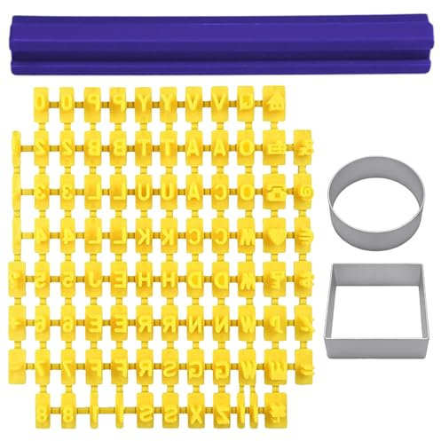 ZGDEIWGF 1 Moule Alphanumérique Et 1 Plaque De Pressage, 2 Moules À Biscuits en Aluminium, Moules en Plastique, Ustensiles De Pâtisserie