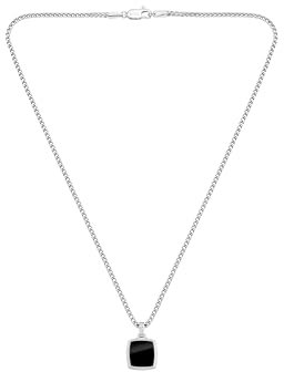 BOSS Jewelry Halskette mit Anhänger für Herren Kollektion ODELL in Edelstahl Mit Schwarzem Onyx - 1580648