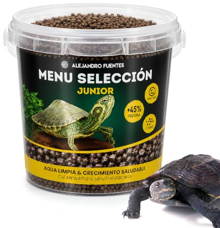 AF® Schildkröten Futter Junior, 750ml Schwimmende Pellets 3mm, 45% Protein für Starken Panzer, Sauberes Wasser Ohne Geruch, Wasserschildkröten Futter mit Zip und Dosierlöffel