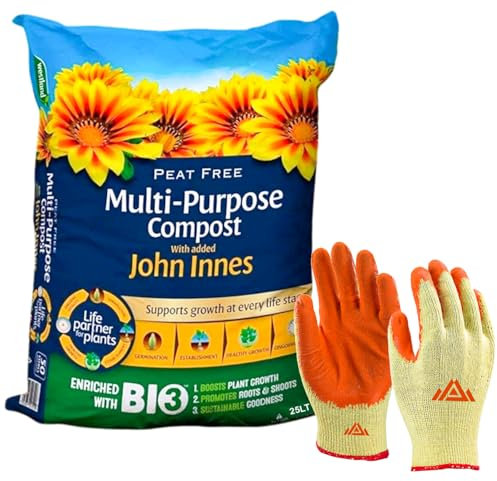Multi-Purpose Compost for Indoor & Outdoor Plants – Peat Free with John Innes, Organic Potting Soil for Seeds, Grass & Garden – 10L, 25L, 50L – Perfectonish Gloves Included (10L)