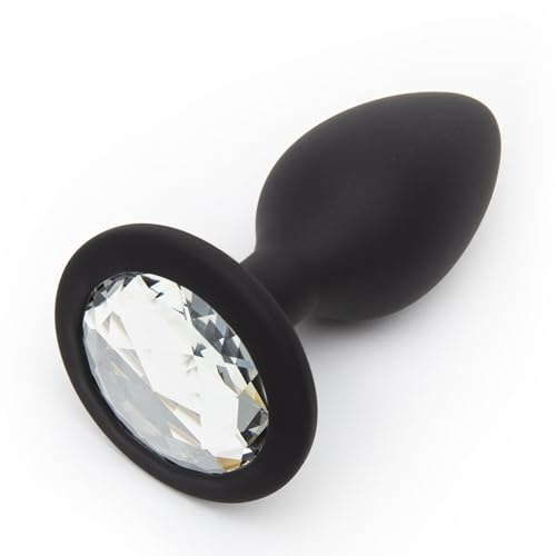 Lovehoney Silicone Butt Plug, Jewelled Anal Sex Toys, 3 Inch, Black | Wearable Beginner Adult Toy, Anal Trainer Prostate Massager, Small Butt Plug, Sex Tool for Men, Women, Couples