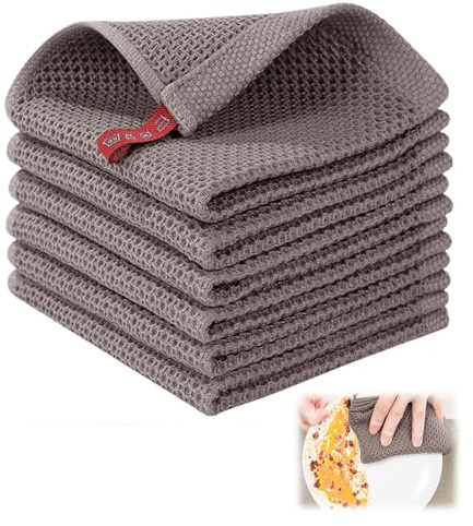 Confezione da 5 strofinacci da cucina in 100% cotone, super assorbenti, strofinacci da cucina per asciugare i piatti, 33 x 33 cm, per lavare i piatti (caffè)