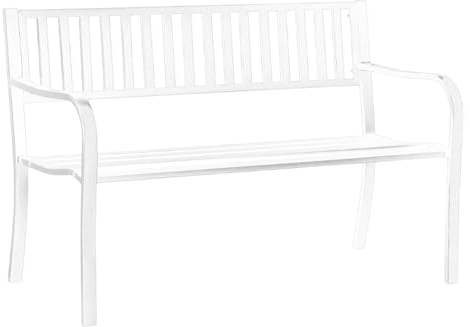 Marvin Panchina da Giardino 3 Posti in Metallo, Panca per Esterno Balcone Terrazzo con Schienale e Braccioli, mod. PIPE 135 x 60x 85cm (Bianco)