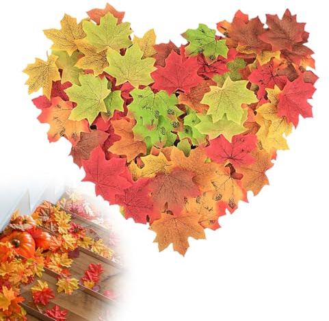 GXGM Lot de 200 Plante de Feuille d'érable simulée, 8 cm, décoration de fête, de mariage, de classe, deco automne