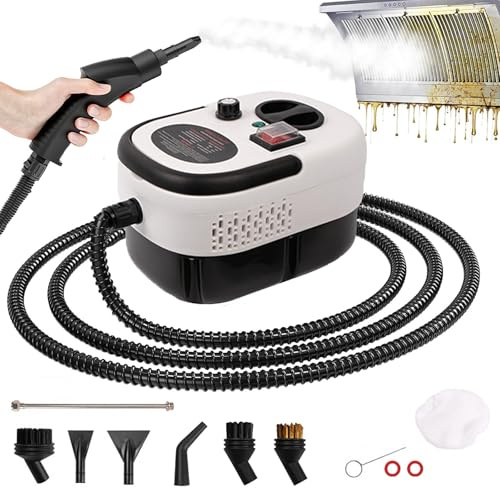 2500W Dampfreiniger Handgerät,Handdampfreiniger mit 1,2-Liter-Wassertank,9 Zubehörteilen,6 Stufen Einstellbar Dampfreiniger Boden Tragbarer Dampfreiniger für Alles,Fenster,Autos