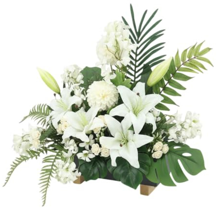 Centro Funerario Duradero Lilium Blanco Artificial de Aspecto Natural para el Cementerio