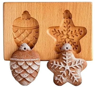 BommFu Tampon à biscuits en bois - Outils en bois 3D réalistes - Moules à gaufrer en bois - Pour la pâtisserie pour les fêtes, les mariages et les fêtes