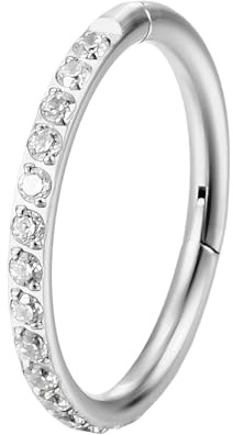 LQUYTA 1 Pieza 20G Nariz Anillos Circonia Anillo Nariz Pendiente Cartílago Anillo Labio 316L Médico Acero Inoxidable Perforación Corporal Estética Pabellón Lóbulo Perforación Accesorio