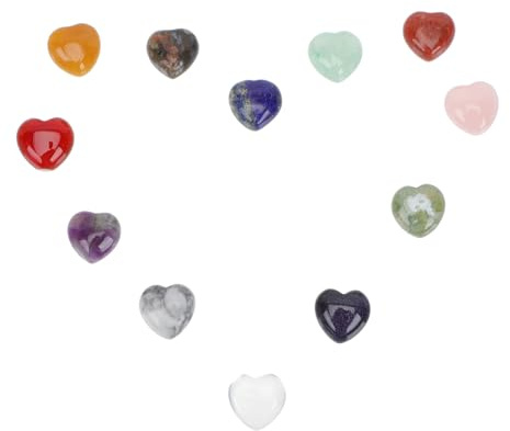 BESPORTBLE Piedras Decorativas en Forma de Corazón Mini Tamaño 12 Piezas Cristal Natural Brillante para Decoración de Escritorio y Muestras de Mineral en Hogar y Oficina