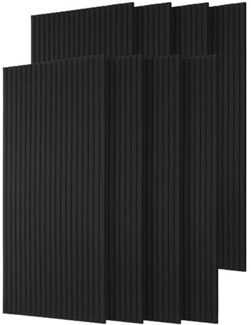 Ansobea Paneles acústicos autoadhesivos, 8 unidades, 120 x 60 x 0,9 cm, placas de aislamiento acústico para oficina moderna, salón, estudio de música, dormitorio, cine en casa, panel acústico, negro