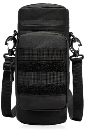 Sac Gourde Tactique, Pochette pour Bouteille d'eau, Porte-Bouteille Isotherme 1,5L Réglable, Sacoche Tactique Homme pour Randonnée, Camping, Cyclisme et Activités de Plein Air - Noir