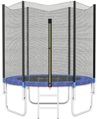 SPORTNOW - Trampolín de jardín para niños con red de seguridad, postes acolchados y escalera, trampolín de jardín, diámetro de 180 cm, para niños, adolescentes y adultos