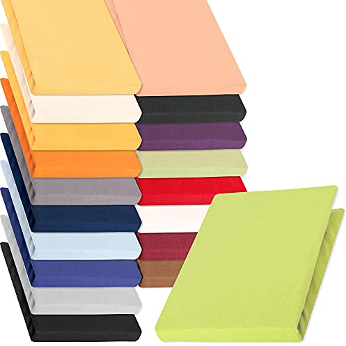 aqua-textil Pur Jersey Spannbettlaken 140x200-160x220 cm grün Wasserbett Boxspringbett 160g/qm Mako Baumwolle