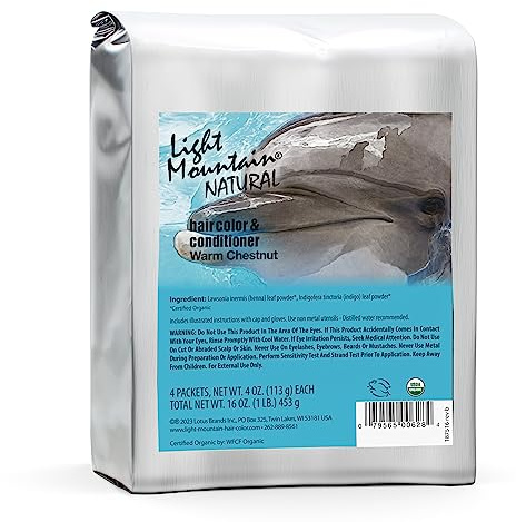 Light Mountain Henna Hair Color & Conditioner - Warm Chestnut Hair Dye for Men/Women, Organic Henna Leaf Powder and Botanicals, Chemical-Free, Semi-Permanent Hair Color, 16 Oz