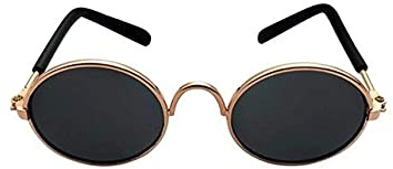 TopE Pet Glasses, Funny Cute Dog Cat Retro Fashion Sunglasses, Transparent Eye-wear Protection, Small/Medium Pet (Gold+Black, Small)