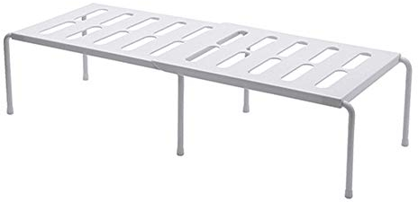 Estante de cocina, estante apilable, organizador de estante de gabinete de cocina plegable para platos y suministros, lata y especias, diseño de acero perforado que puede escurrir ( Color : White )