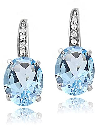 XKUN Orecchini Orecchini in Argento Sterling 925 Orecchini Colorati Cristalli di Pietra Orecchio Fibbia per Donna Fascino Gioielli Regalo-Blue