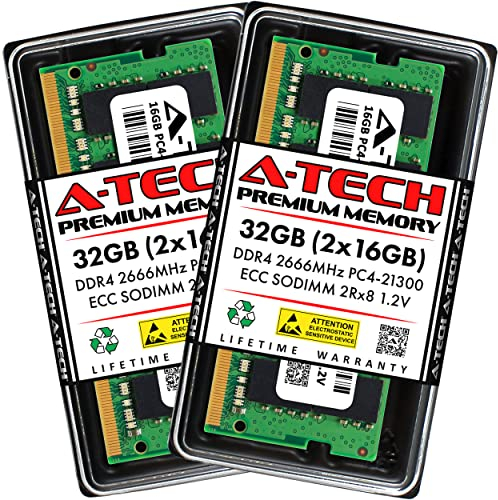 A-Tech 32GB (2x16GB) RAM Replacement for Synology D4ECSO-2666-16G, D4ES01-16G | DDR4 2666MHz PC4-21300 ECC SODIMM 2Rx8 1.2V Memory Upgrade for NAS DiskStation, RackStation, FlashStation, & NVR DVA
