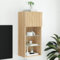 Homgoday TV-Schrank mit LED-Lichtern, Sonoma-Eiche, 40,5 x 30 x 90 cm, TV-Schrank für Wohnzimmer, TV-Schrank, niedriger Schrank für industrielle Wohnzimmer, TV-Ständer