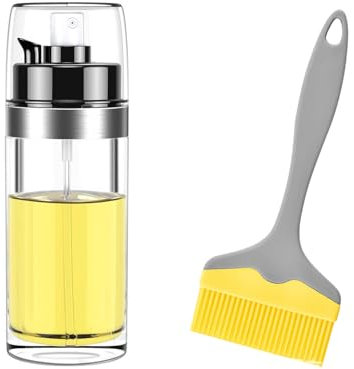 Nivofu,2 in 1 Oil Dispenser and Sprayer,150ml Glass Oil Spray Bottle for Kitchen,Oil Dispenser with Silicone Brush-Convenient Oil Control,for Cooking Air Fryer BBQ Salad-Perfect Kitchen Gadget