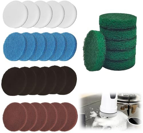 Lot de 30 Tampon de Nettoyage Brosse de Nettoyage électrique Compatible Bosch Home/Garden 6033 Brosse Nettoyage Universelle, 5 Couleurs(Pad Mousse, Pad Haute Performance, Pad Microfibre)
