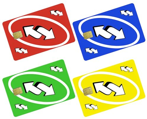 VBBTYRU 4 x adhesivos multicolor para tarjeta bancaria reversible, PVC, mate, audaz, decoración de tarjeta