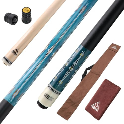 CUESOUL 58 Pouces Queue de Billard,21oz,13mm Pointe de Queue de Billard avec enveloppe Irlandaise,emballée dans Un Sac de Queue Marron
