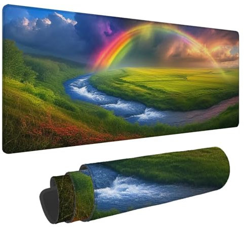 Mouse Pad Rainbow Gaming Mouse Mat 1500x800x3mm Large Desk Pad, Waterproof Mousepad Grassland, with Rubber Base, Improved Precision and Speed for keyboard and Mousemat, for PC, Laptop, Office N-99