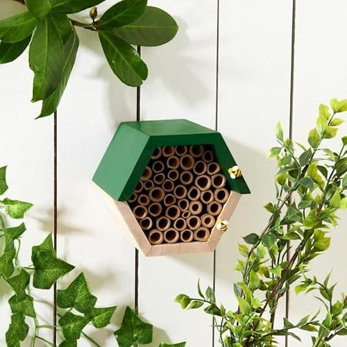 New Hexagon Bee House – Green Insect Hotel for Bees, Ladybirds & Lacewings | Eco-Friendly Wooden Pollinator House for Garden A-193