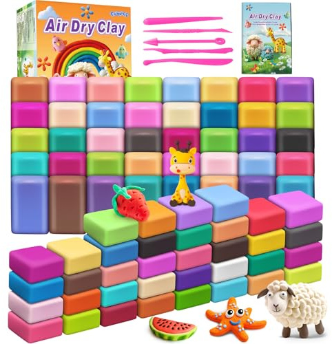 FAGNBED Air Dry Clay 76 Colori，Kit Modellabile Magic Clay con 5 Attrezzi per Scultura, Regalo Artistico per Bambini e Principianti
