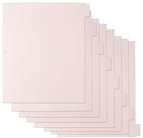 SUPERFINDINGS 16 Stück Kunststoff Binder Teiler Notizbuch Register Teilerblätter Mit 3 Löchern Langlebige Registerreiter Für Schule Büro Zuhause Geschäft DIY Planer Organisation Misty Rose