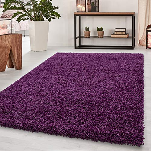 Teppium Hochflor Teppich Küche Shaggy 60 x 110 cm Anthrazit - Flauschiger Teppich Extra Weich, Waschbar und Modern Einfarbig Design - Langflor Teppich für Schlafzimmer, Esszimmer und Wohnzimmer