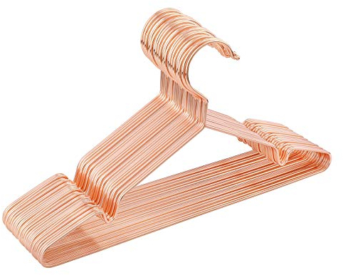 SONGMICS Kleiderbügel Kinder/Baby Roségold Metall, 35 cm, stabile Bügel aus Metalldraht, für Babykleidung, Kleiderschrank, platzsparend, mit Einkerbung gegen, 20 Stück CRI45R-20