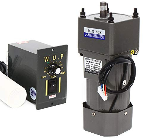 Getriebemotor Elektromotor Wechselstrom 90W 220V Einphasig Hohe Drehmomente Einstellbarer mit Drehzahlregler, 1:50(50K), 27U/min