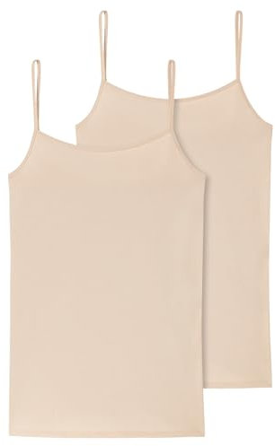 Schiesser Damen 2 Pack Spaghetti Top Unterhemd Bio Baumwolle - 95/5 Organic Unterwäsche, Haut_174388, 38 EU