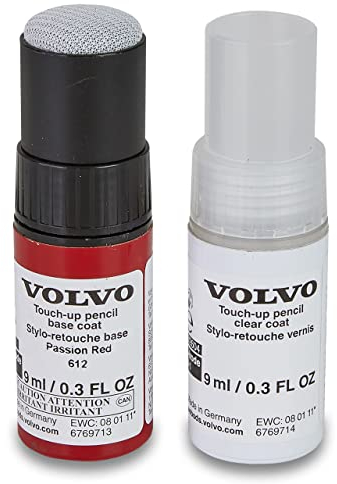 Volvo Original 612 Passion Red Lackstift Set - 9ml Basislack, 9ml Klarlack - Lackreparatur Set Ausbesserungslack rot 31266537