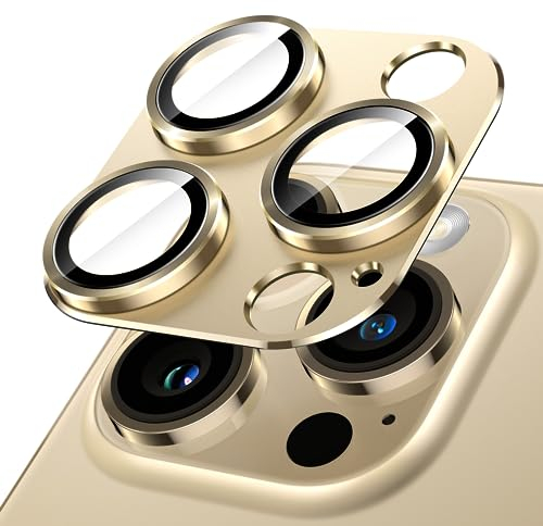 JETech Protection Objectif Caméra pour iPhone 14 Pro 6,1 Pouces et iPhone 14 Pro Max 6,7 Pouces, Verre Trempé 9H Anneau, Lot de 1 (Or)
