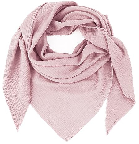Gloop Foulard triangulaire XXL en tricot pour femme en mousseline de coton sans gratter la peau, Rose clair., taille unique